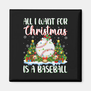 I Want For Christmas Is A Baseball Xmas Tree Light Magnet