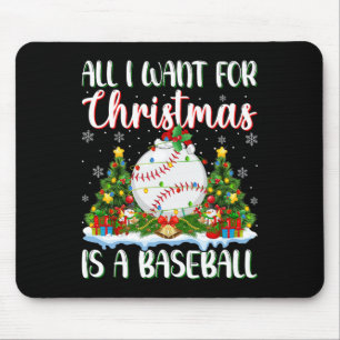 I Want For Christmas Is A Baseball Xmas Tree Light Mouse Pad