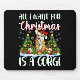 I Want For Christmas Is A Corgi Dog Xmas Tree Ligh Mouse Pad
