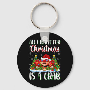 I Want For Christmas Is A Crab Xmas Tree Lights Key Ring