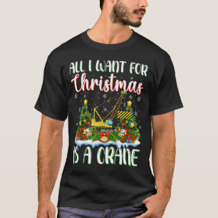 I Want For Christmas Is A Crane Xmas Tree Lights T-Shirt