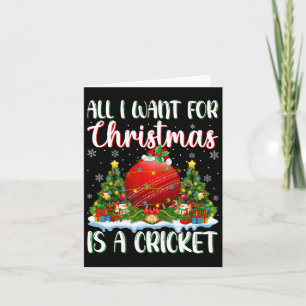 I Want For Christmas Is A Cricket Xmas Tree Lights Card