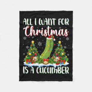 I Want For Christmas Is A Cucumber Xmas Tree Light Fleece Blanket