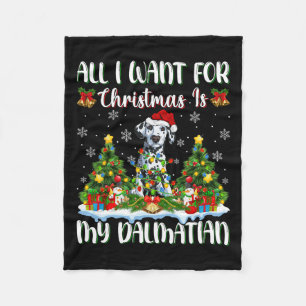 I Want For Christmas Is A Dalmatian Dog Xmas Tree Fleece Blanket