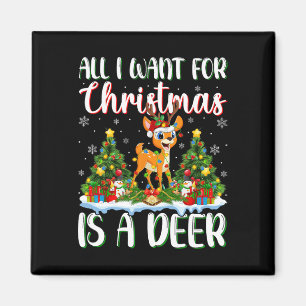 I Want For Christmas Is A Deer Xmas Tree Lights Magnet