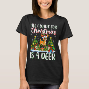 I Want For Christmas Is A Deer Xmas Tree Lights T-Shirt
