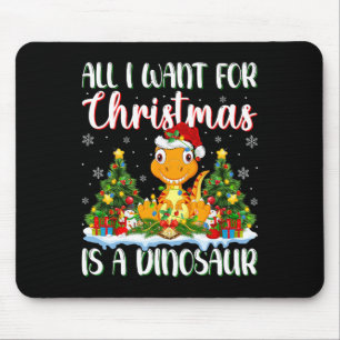 I Want For Christmas Is A Dinosaur Xmas Tree Light Mouse Pad