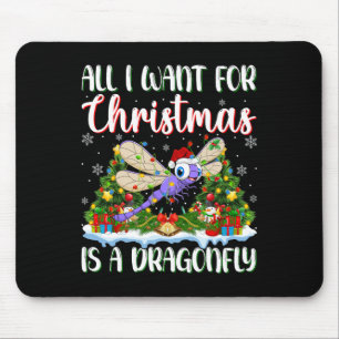 I Want For Christmas Is A Dragonfly Xmas Tree Ligh Mouse Pad