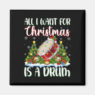 I Want For Christmas Is A Drum Xmas Tree Lights Magnet
