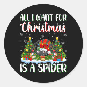 I Want For Christmas Is A Spider Xmas Tree Lights Classic Round Sticker