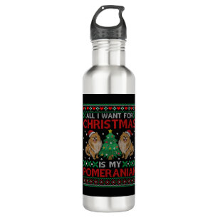 I Want For Christmas Is My Pomeranian Xmas Gift 710 Ml Water Bottle
