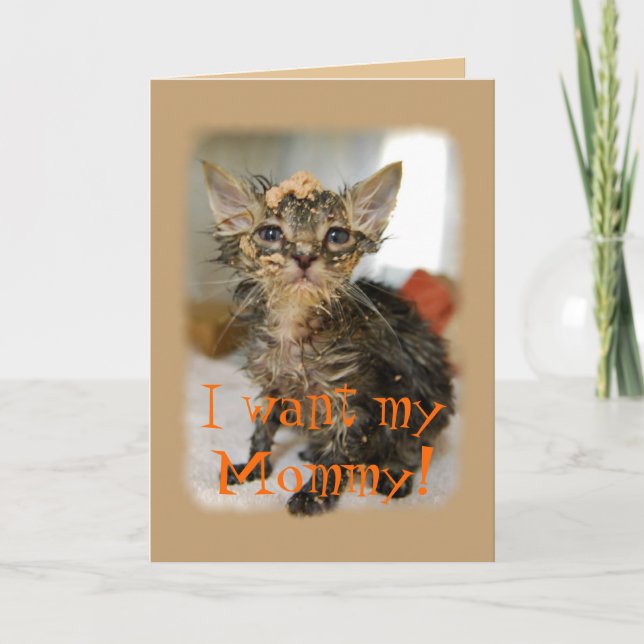 I Want My Mummy! Messy Kitten Card (Front)