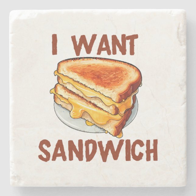 I Want Sandwich Stone Coaster (Front)