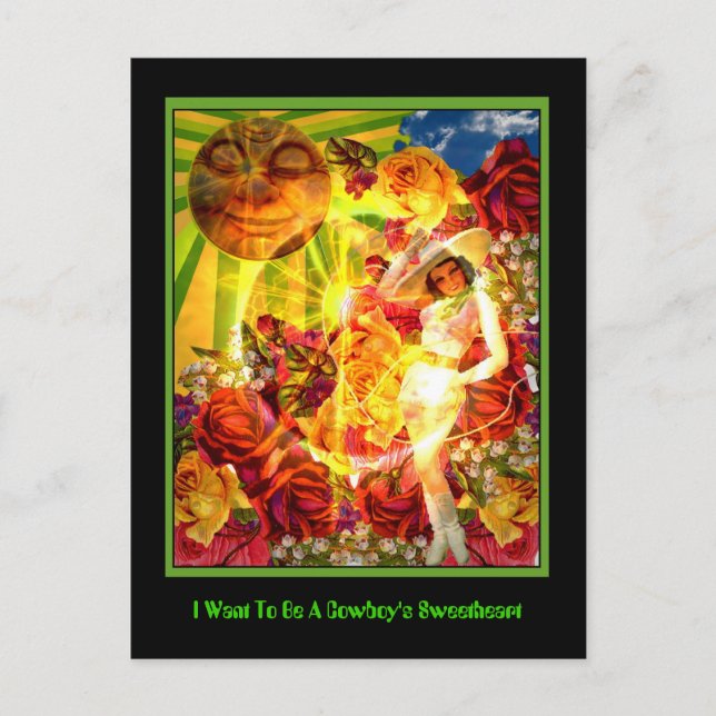 I Want To Be A Cowboy's Sweetheart Postcard (Front)