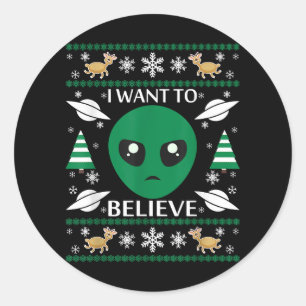 I Want To Believe Alien Christmas Classic Round Sticker