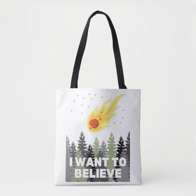 I Want to Believe Asteroid Tote Bag (Front)