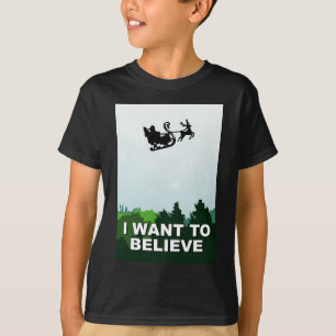 i want to believe christmas, x-files alien ufo T-Shirt