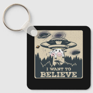 I Want To Believe I Aliens UFO Area 51 Roswell Fun Key Ring