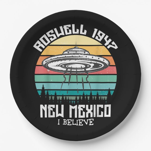 I Want To Believe I Aliens UFO Area 51 Roswell New Paper Plate (Front)