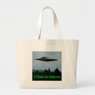 I want to believe large tote bag