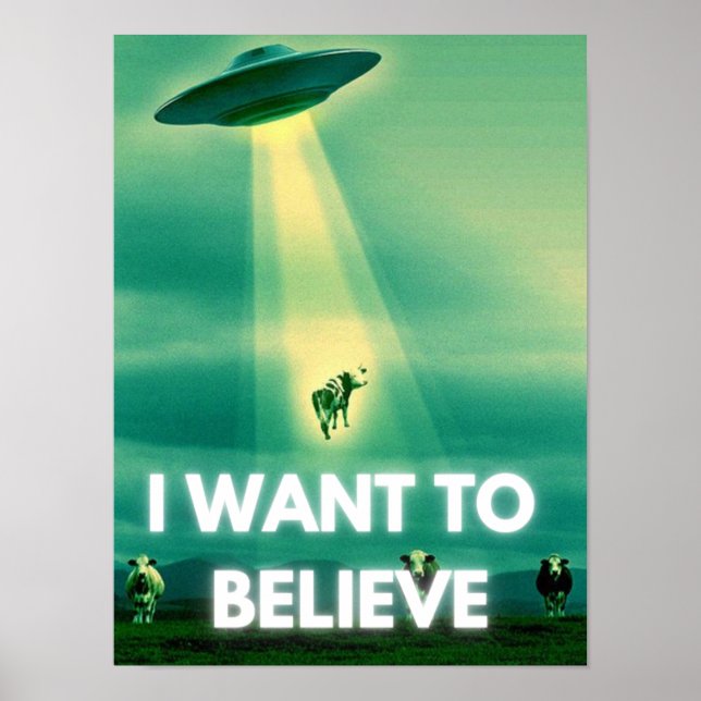 I Want To Believe, Movie Retro 90s, Alien UFO Poster (Front)