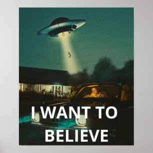 I Want To Believe, Movie Retro 90s, Alien UFO Poster