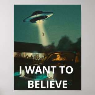 I Want To Believe, Movie Retro 90s, Alien UFO Poster