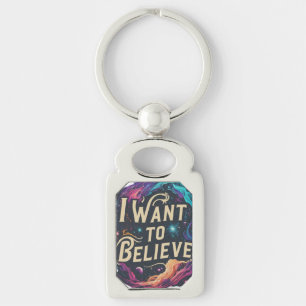 I Want to Believe - Rectangle Metal Keychain