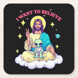 I Want To Believe Square Paper Coaster