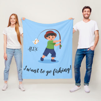  "I WANT TO GO FISHING" BLANKET FOR BOYS