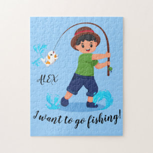  "I WANT TO GO FISHING" Boys Fishing Jigsaw Puzzle