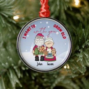 I Want To Grow Old With You Christmas Personalise  Metal Ornament