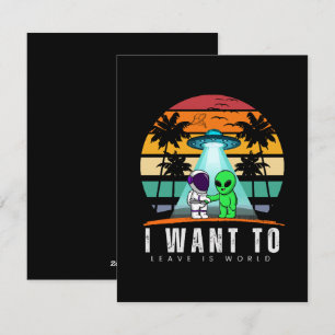 I Want To Leave is world Alien Vintage Sunset Holiday Card