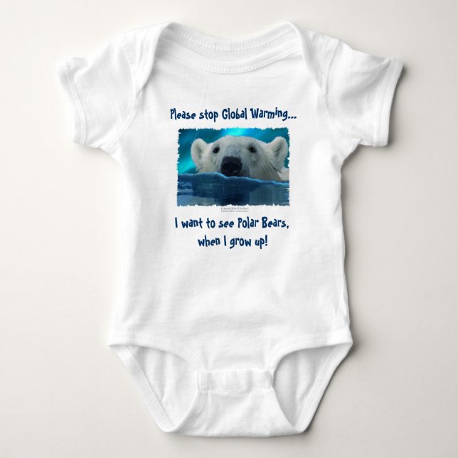 "I WANT TO SEE BEARS..." Polar Bear Art Baby Bodysuit (Front)