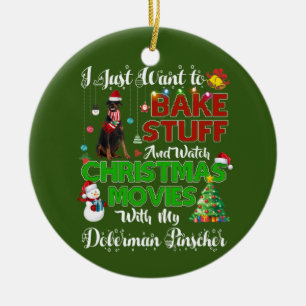 I want to watch christmas movies doberman pinscher ceramic ornament