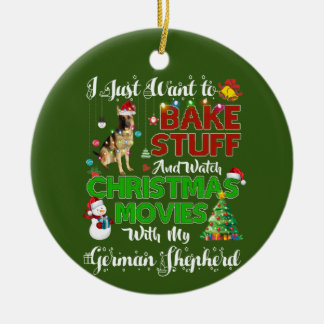 I want to watch christmas movies german shepherd ceramic ornament