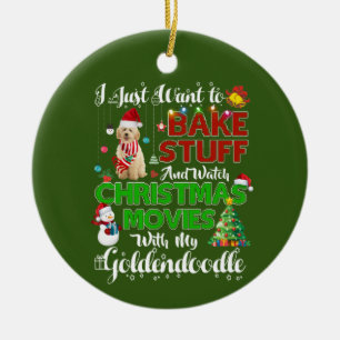 I want to watch christmas movies  GOLDENDOODLE Ceramic Ornament