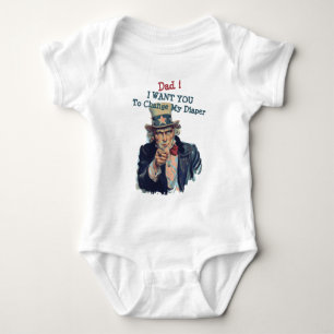 I Want You Cute Funny Uncle Sam Recruiting Dad Baby Bodysuit