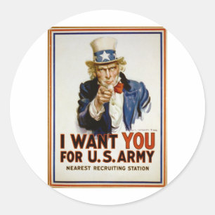 I Want You for U.S. Army by James Montgomery Flagg Classic Round Sticker