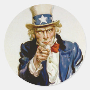 I Want You for U.S. Army by James Montgomery Flagg Classic Round Sticker