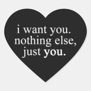 I WANT YOU NOTHING ELSE JUST YOU LOVE COMMENTS EXP HEART STICKER