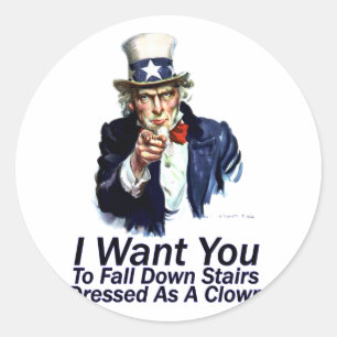 I Want You: To Fall Down Stairs Classic Round Sticker
