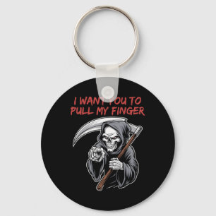 I Want You To Pull My Finger Grim Reaper Halloween Key Ring