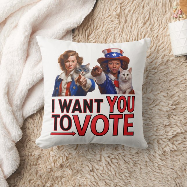 I WANT YOU TO VOTE (Cat Ladies) Cushion (Blanket)