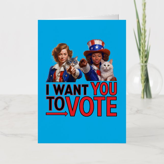 I WANT YOU TO VOTE (Cat Ladies) Foil Holiday Card (Front)