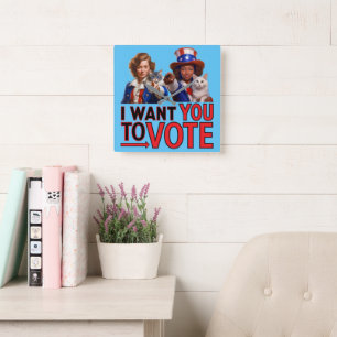 I WANT YOU TO VOTE (Cat Ladies) Square Wall Clock