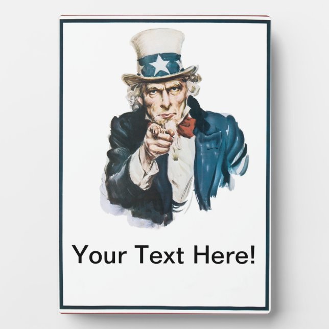 I Want You Uncle Sam  Add Your Text Customised Plaque (Front)