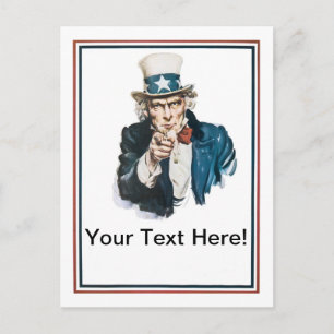I Want You Uncle Sam Customise Your Text Postcard