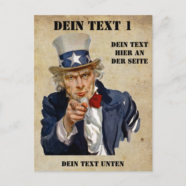 I Want You, Uncle Sam Postcard (Front)