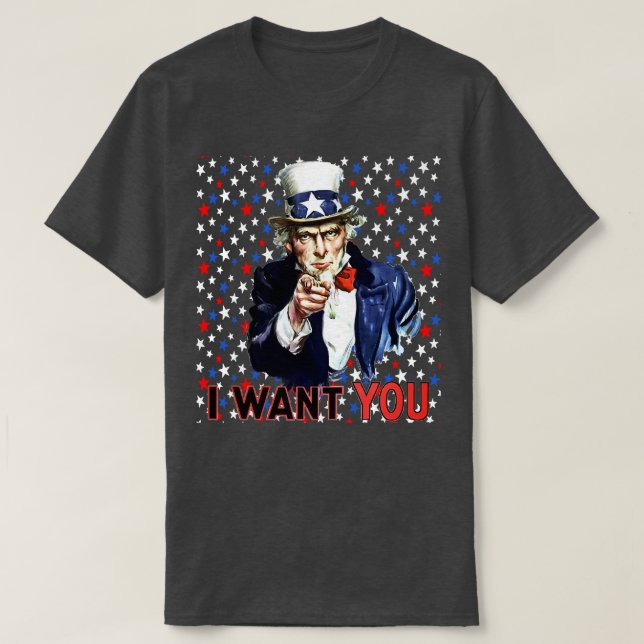 I Want You With Pattern Background T-Shirt (Design Front)